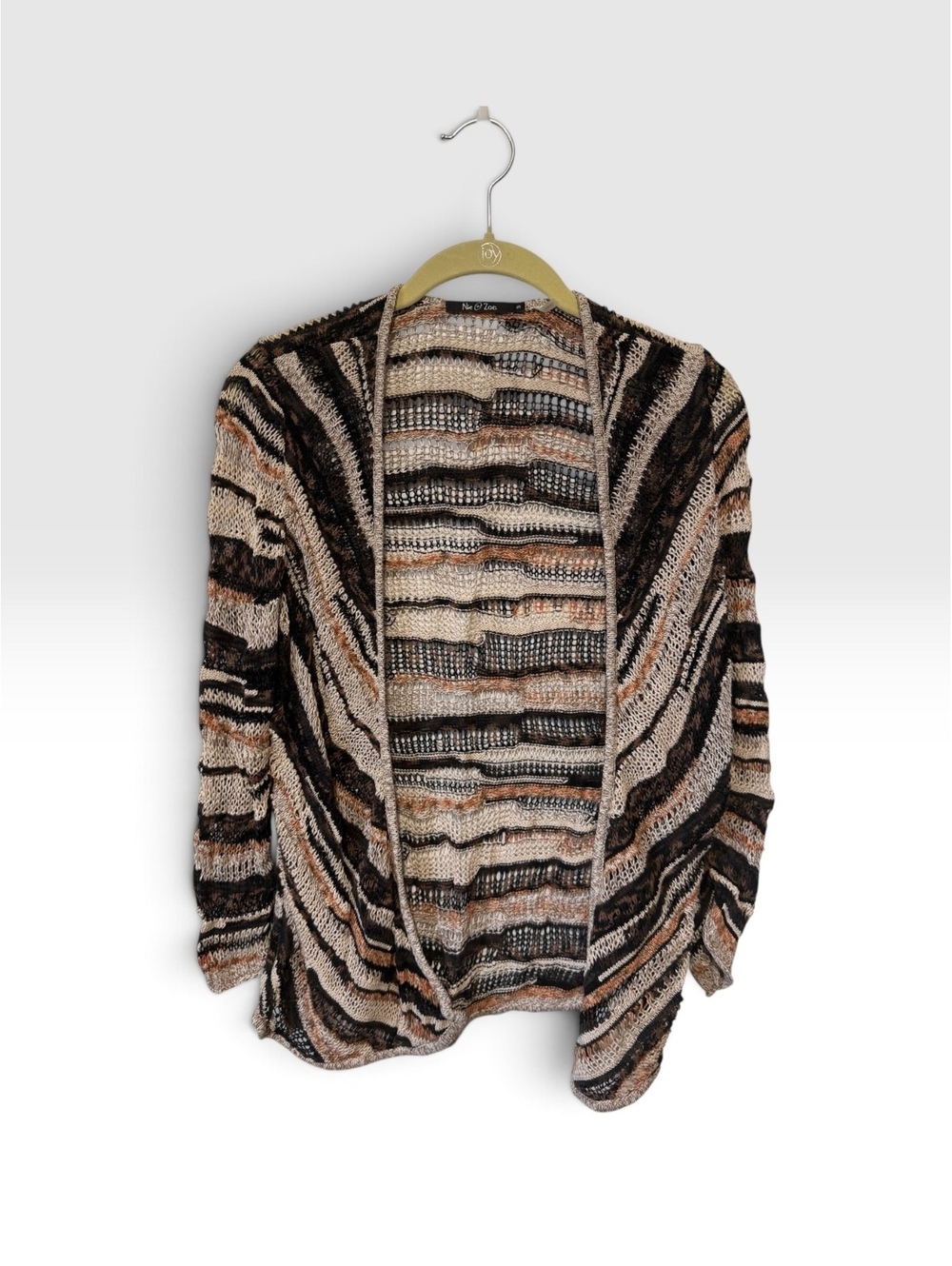 Nic + Zoe Business Casual Fall Open Front Striped Knit Cardigan Sweater Size S
